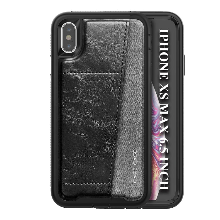 For iPhone XS Max Shockproof PC + TPU + PU Leather Protective Case with Card Slot