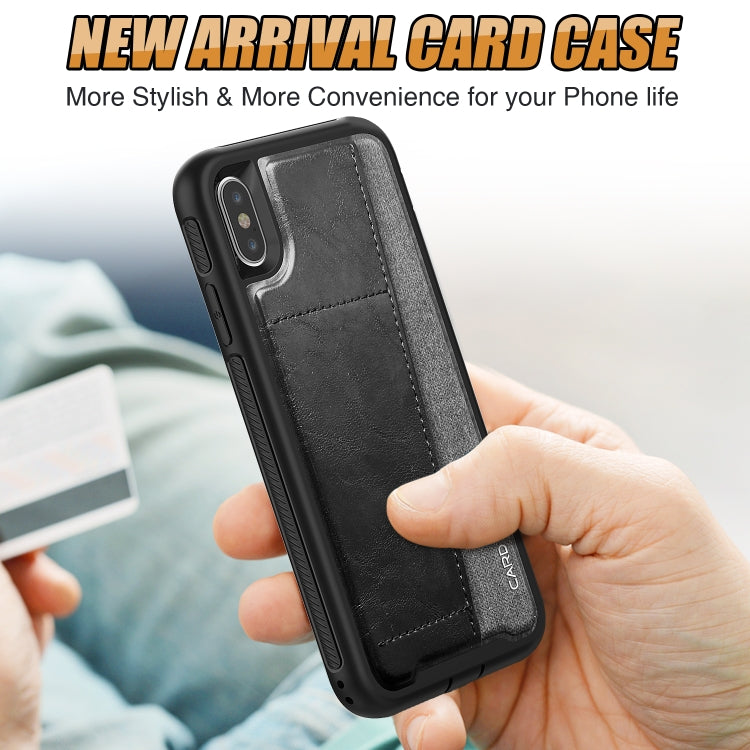 For iPhone XS Max Shockproof PC + TPU + PU Leather Protective Case with Card Slot