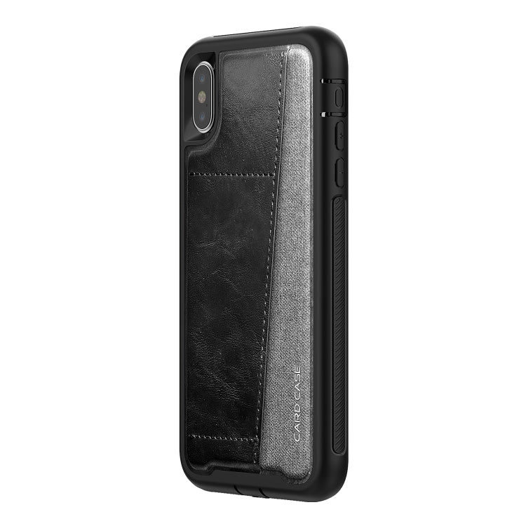 For iPhone XS Max Shockproof PC + TPU + PU Leather Protective Case with Card Slot