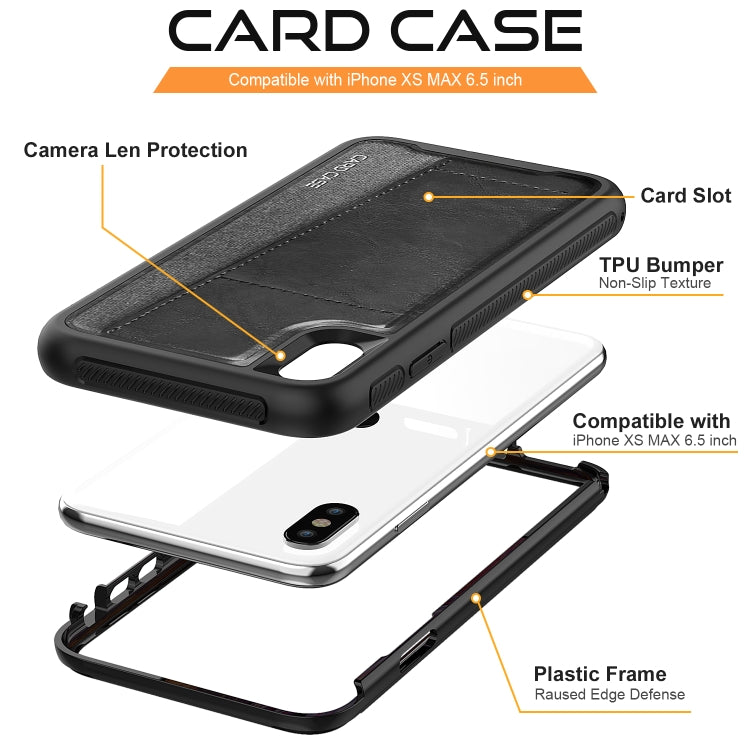 For iPhone XS Max Shockproof PC + TPU + PU Leather Protective Case with Card Slot