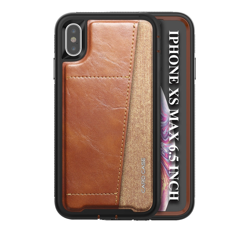 For iPhone XS Max Shockproof PC + TPU + PU Leather Protective Case with Card Slot
