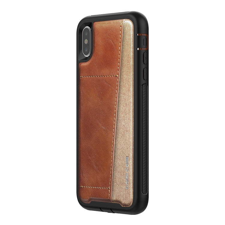 For iPhone XS Max Shockproof PC + TPU + PU Leather Protective Case with Card Slot