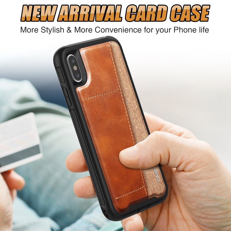 For iPhone XS Max Shockproof PC + TPU + PU Leather Protective Case with Card Slot
