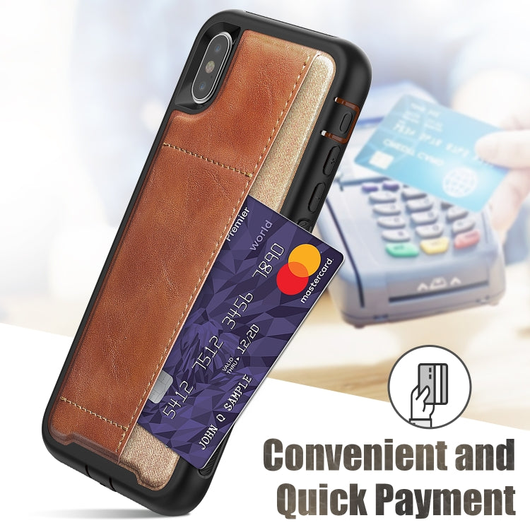 For iPhone XS Max Shockproof PC + TPU + PU Leather Protective Case with Card Slot