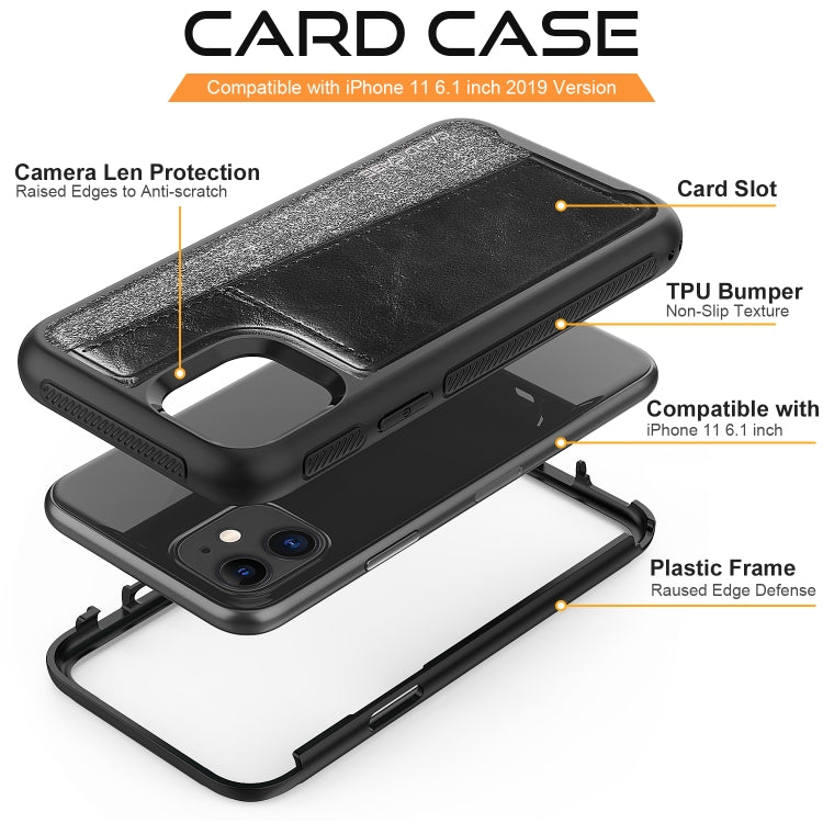 For iPhone 11 Shockproof PC + TPU + PU Leather Protective Case with Card Slot