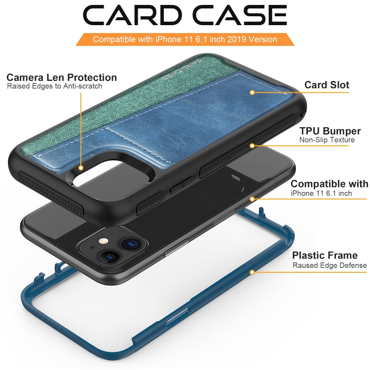 For iPhone 11 Shockproof PC + TPU + PU Leather Protective Case with Card Slot