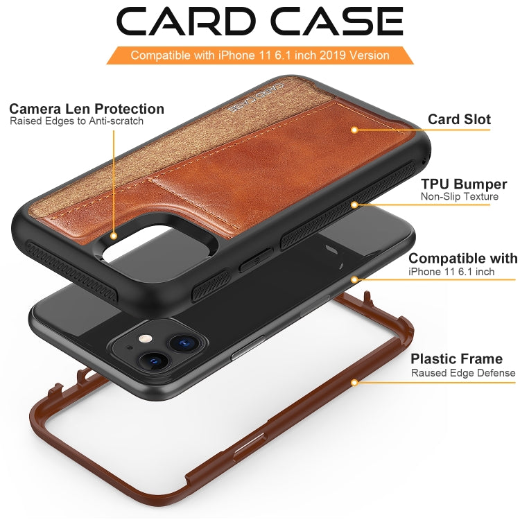 For iPhone 11 Shockproof PC + TPU + PU Leather Protective Case with Card Slot