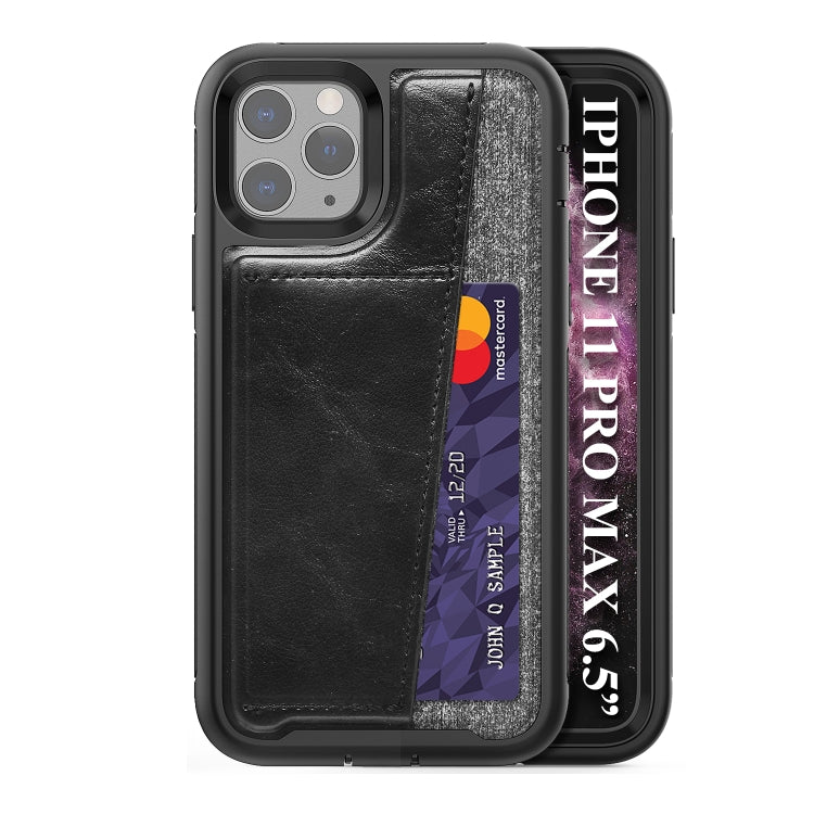 For iPhone 11 Pro Max Shockproof PC + TPU + PU Leather Protective Case with Card Slot