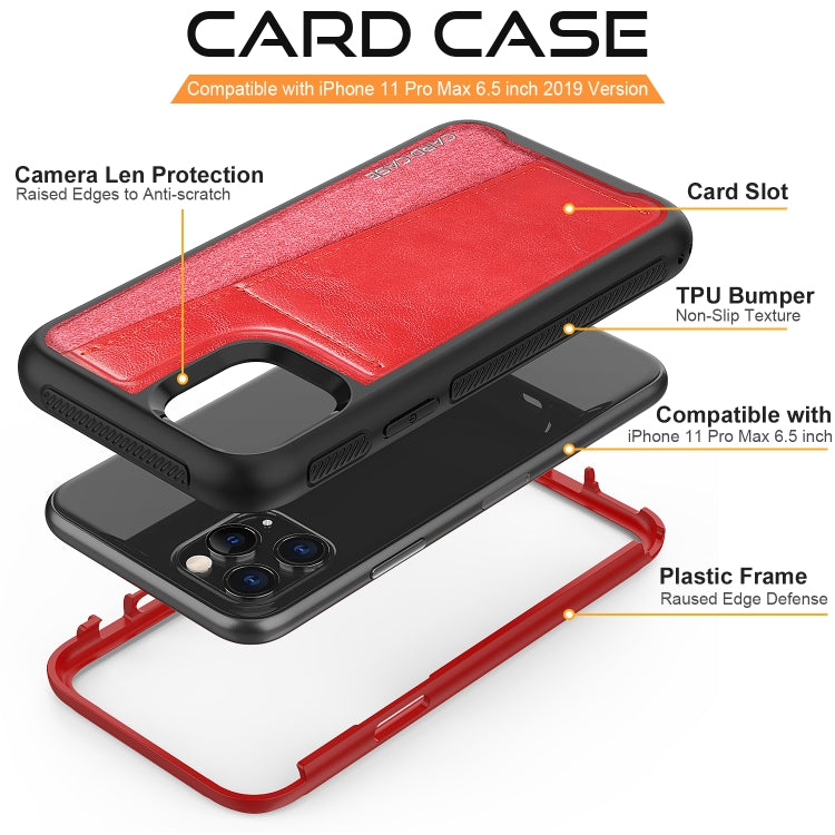 For iPhone 11 Pro Max Shockproof PC + TPU + PU Leather Protective Case with Card Slot