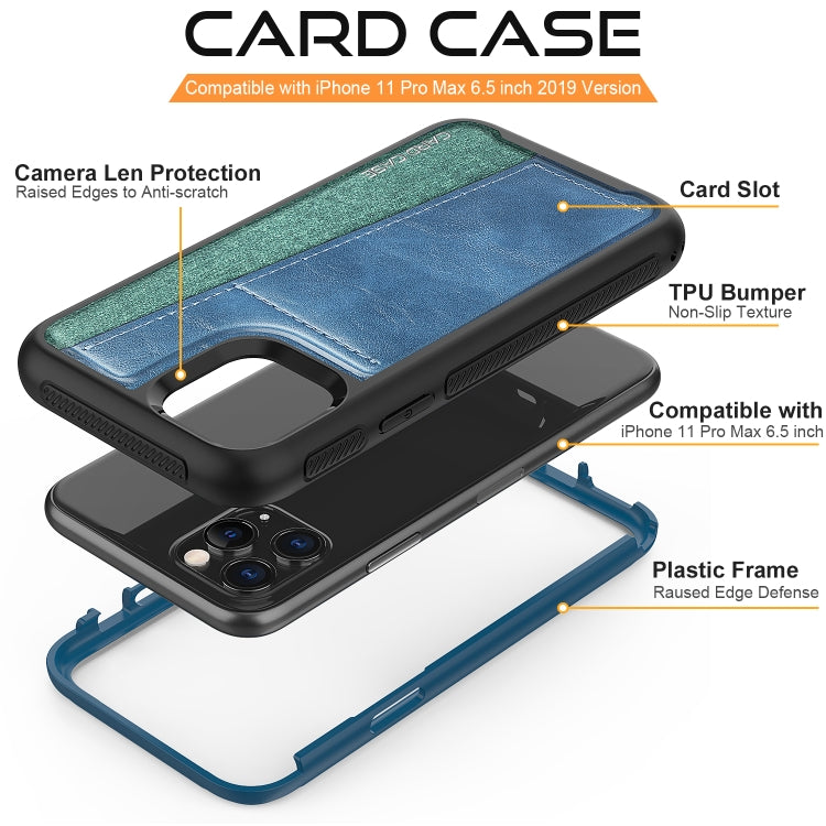 For iPhone 11 Pro Max Shockproof PC + TPU + PU Leather Protective Case with Card Slot