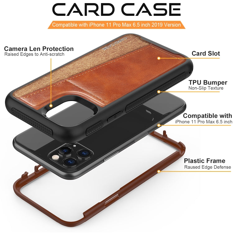 For iPhone 11 Pro Max Shockproof PC + TPU + PU Leather Protective Case with Card Slot
