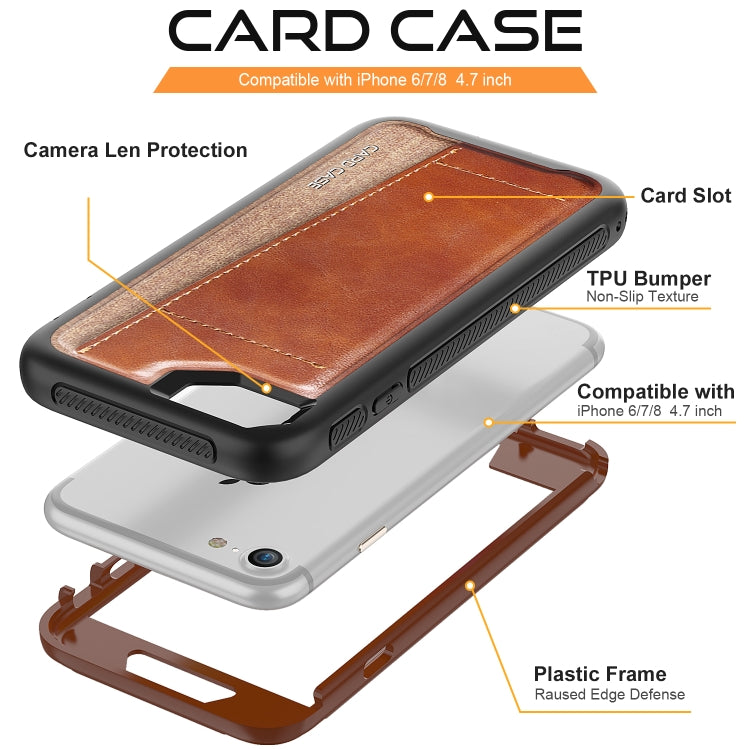 For iPhone SE 2022 / SE 2020 / 8 / 7 Shockproof PC + TPU + PU Leather Protective Case with Card Slot
