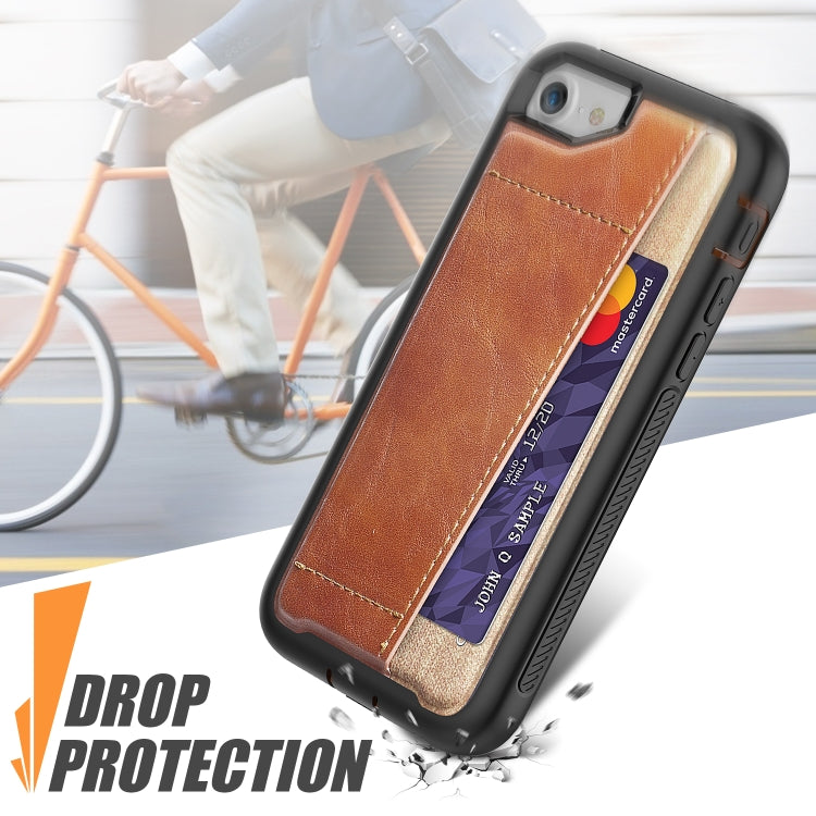 For iPhone SE 2022 / SE 2020 / 8 / 7 Shockproof PC + TPU + PU Leather Protective Case with Card Slot