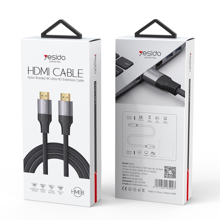 Yesido HM08 HDMI Male to HDMI Male HD Adapter Cable, Length:2m