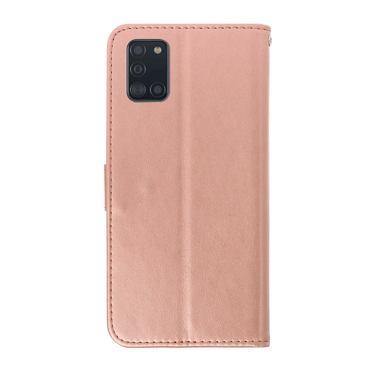 For Samsung Galaxy A31 Diamond Encrusted Butterflies Embossing Pattern Horizontal Flip Leather Case with Holder & Card Slots & Wallet &  Lanyard