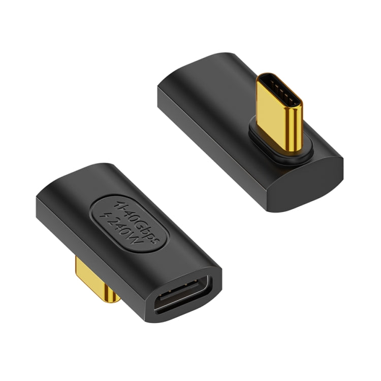 40Gbps 240W USB-C / Type-C Female to USB-C / Type-C Male Middle Bend Adapter(Black)