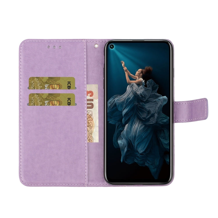 For Huawei Y7P / P40 lite E Pressed Printing Butterfly Pattern Horizontal Flip Leather Case with Holder & Card Slots
