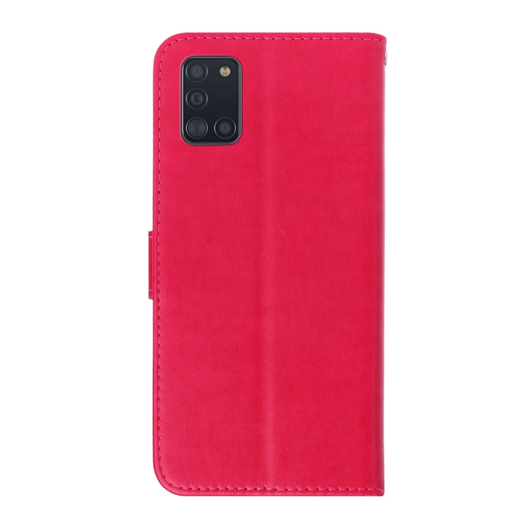 For Samsung Galaxy A31 Pressed Printing Butterfly Pattern Horizontal Flip Leather Case with Holder & Card Slots