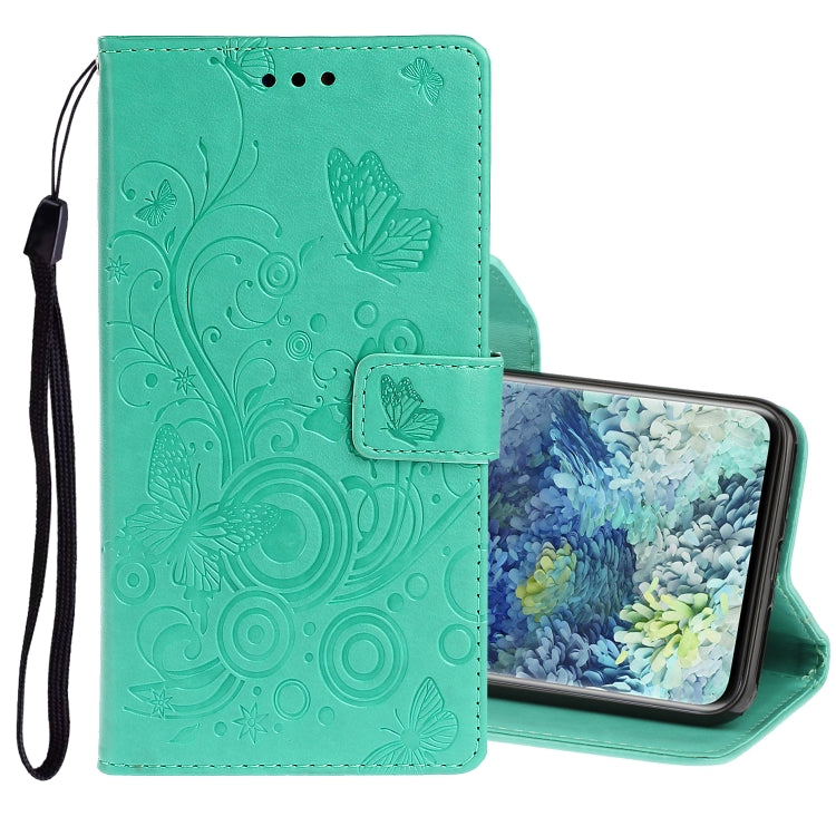 For Samsung Galaxy A31 Pressed Printing Butterfly Pattern Horizontal Flip Leather Case with Holder & Card Slots