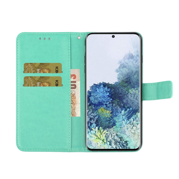 For Samsung Galaxy A31 Pressed Printing Butterfly Pattern Horizontal Flip Leather Case with Holder & Card Slots