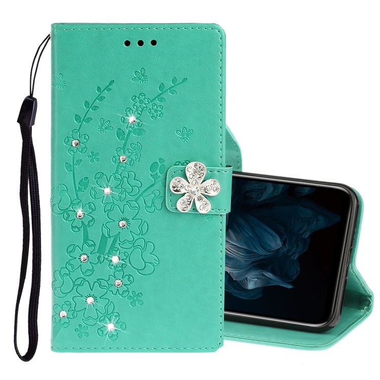 For Huawei Y7P / P40 lite E Diamond Encrusted Plum Blossom Embossing Pattern Horizontal Flip Leather Case with Holder & Card Slots & Wallet & Lanyard