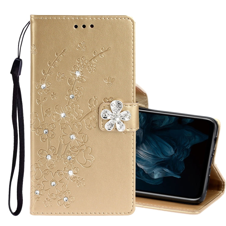 For Huawei Y7P / P40 lite E Diamond Encrusted Plum Blossom Embossing Pattern Horizontal Flip Leather Case with Holder & Card Slots & Wallet & Lanyard