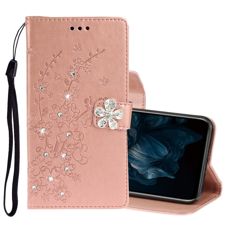 For Huawei Y7P / P40 lite E Diamond Encrusted Plum Blossom Embossing Pattern Horizontal Flip Leather Case with Holder & Card Slots & Wallet & Lanyard
