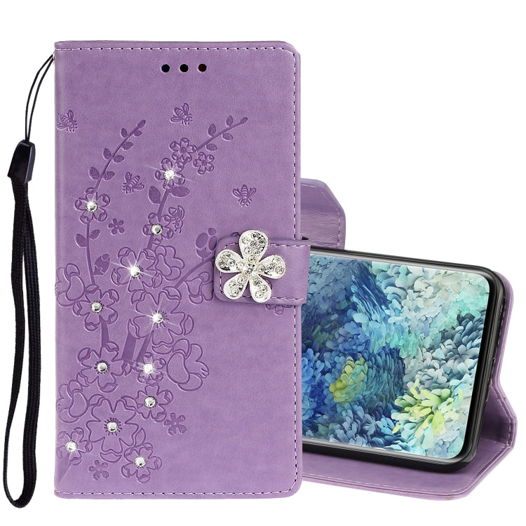 For Samsung Galaxy A31 Diamond Encrusted Plum Blossom Embossing Pattern Horizontal Flip Leather Case with Holder & Card Slots & Wallet & Lanyard