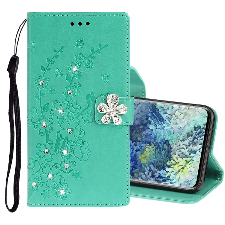 For Samsung Galaxy A31 Diamond Encrusted Plum Blossom Embossing Pattern Horizontal Flip Leather Case with Holder & Card Slots & Wallet & Lanyard