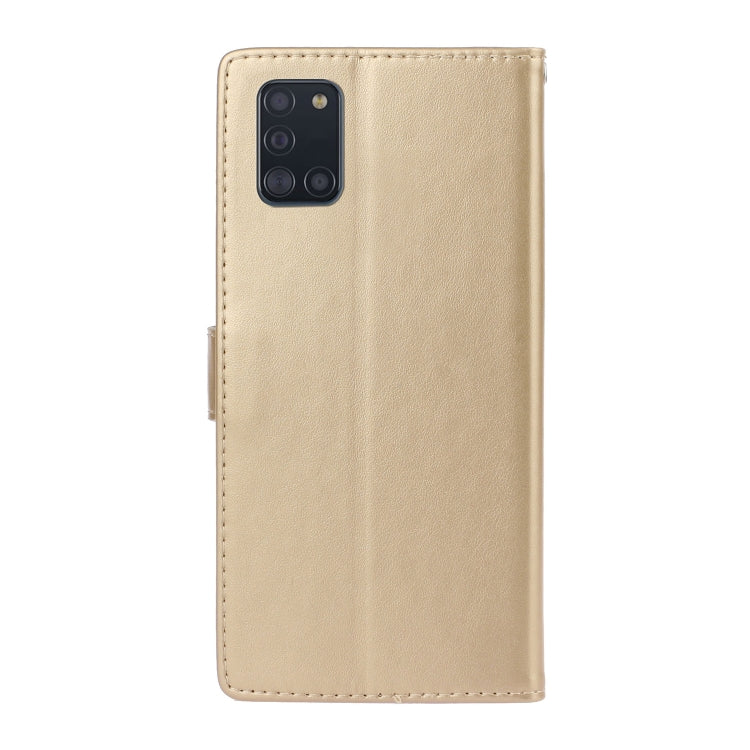 For Samsung Galaxy A31 Diamond Encrusted Plum Blossom Embossing Pattern Horizontal Flip Leather Case with Holder & Card Slots & Wallet & Lanyard