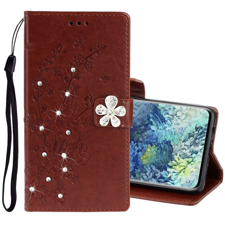 For Samsung Galaxy A31 Diamond Encrusted Plum Blossom Embossing Pattern Horizontal Flip Leather Case with Holder & Card Slots & Wallet & Lanyard