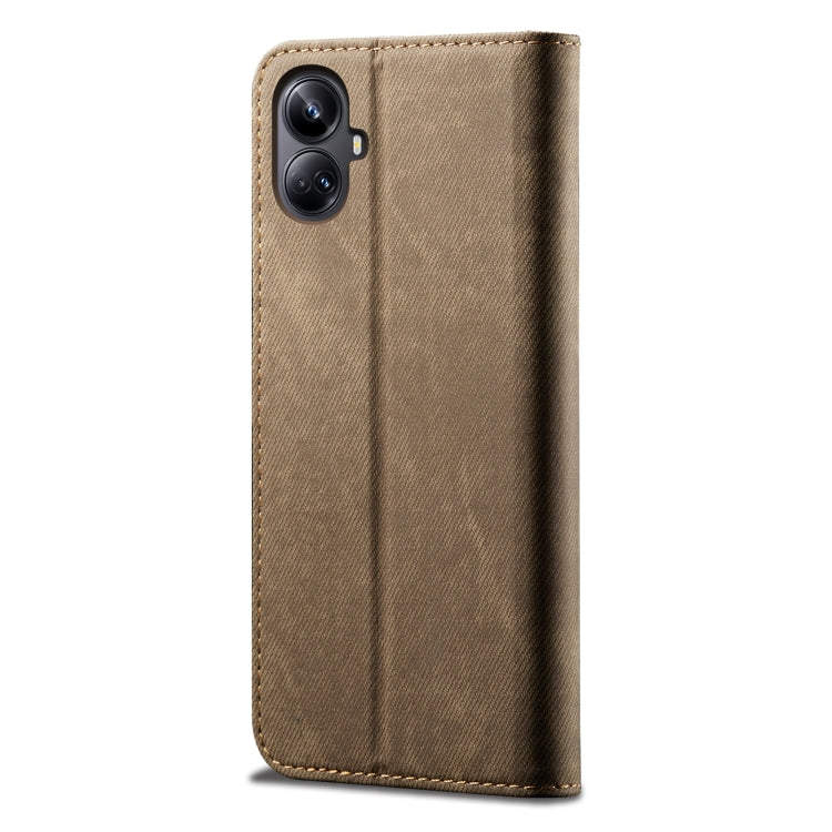 For Realme 10 Pro+ Denim Texture Flip Leather Phone Case