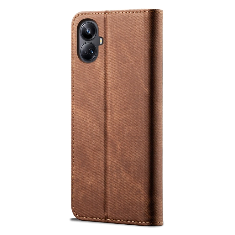 For Realme 10 Pro+ Denim Texture Flip Leather Phone Case