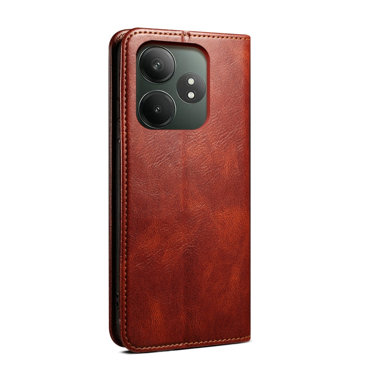 For Realme GT 6 5G Global Oil Wax Crazy Horse Texture Leather Phone Case