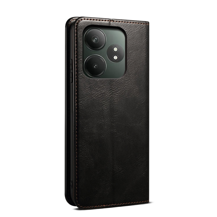For Realme GT 6 5G Global Oil Wax Crazy Horse Texture Leather Phone Case