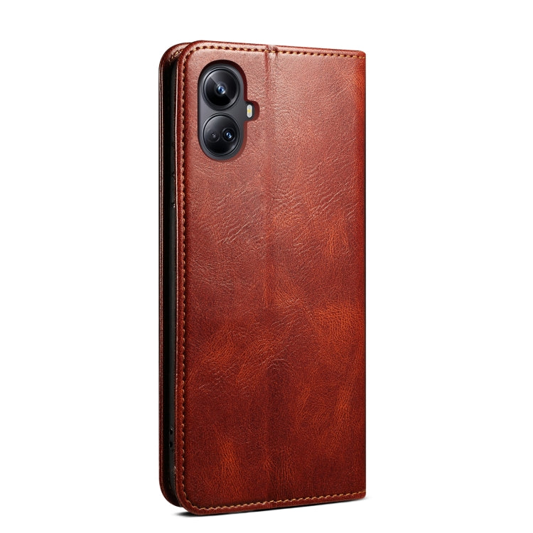 For Realme 10 Pro+ Oil Wax Crazy Horse Texture Leather Phone Case