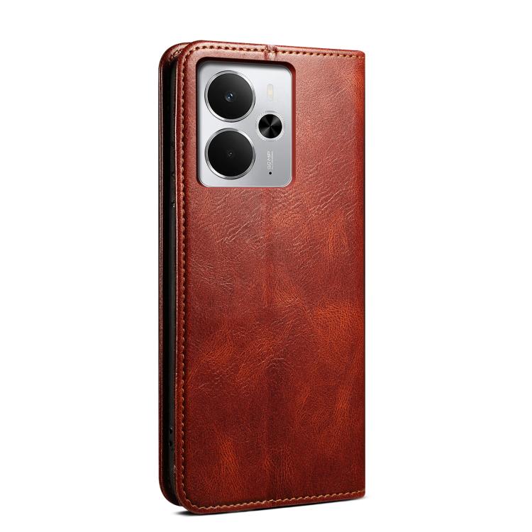 For Realme 14 5G Global Oil Wax Crazy Horse Texture Leather Phone Case