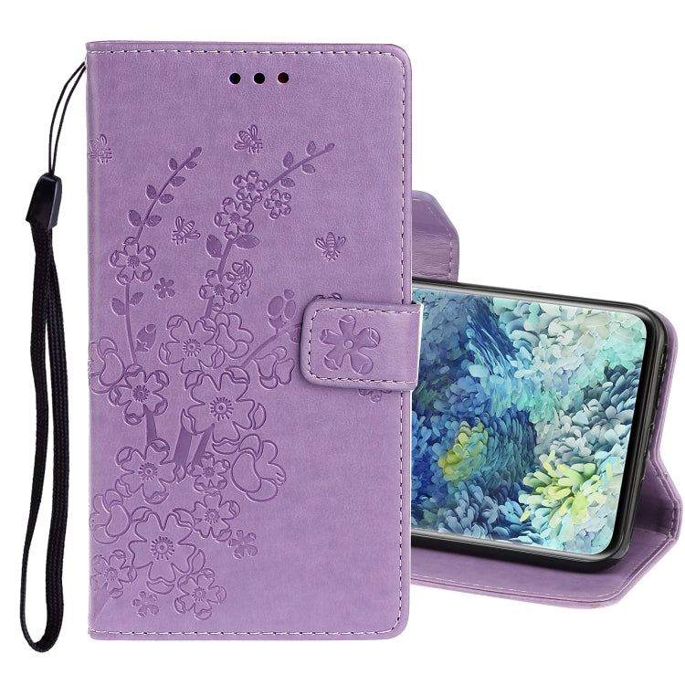 For Samsung Galaxy A31 Embossed Plum Blossom Pattern Horizontal Flip Leather Case with Holder & Card Slots