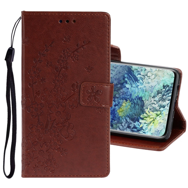 For Samsung Galaxy A31 Embossed Plum Blossom Pattern Horizontal Flip Leather Case with Holder & Card Slots