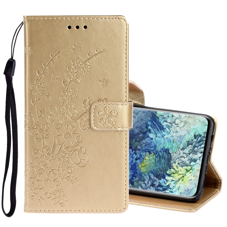 For Samsung Galaxy A31 Embossed Plum Blossom Pattern Horizontal Flip Leather Case with Holder & Card Slots