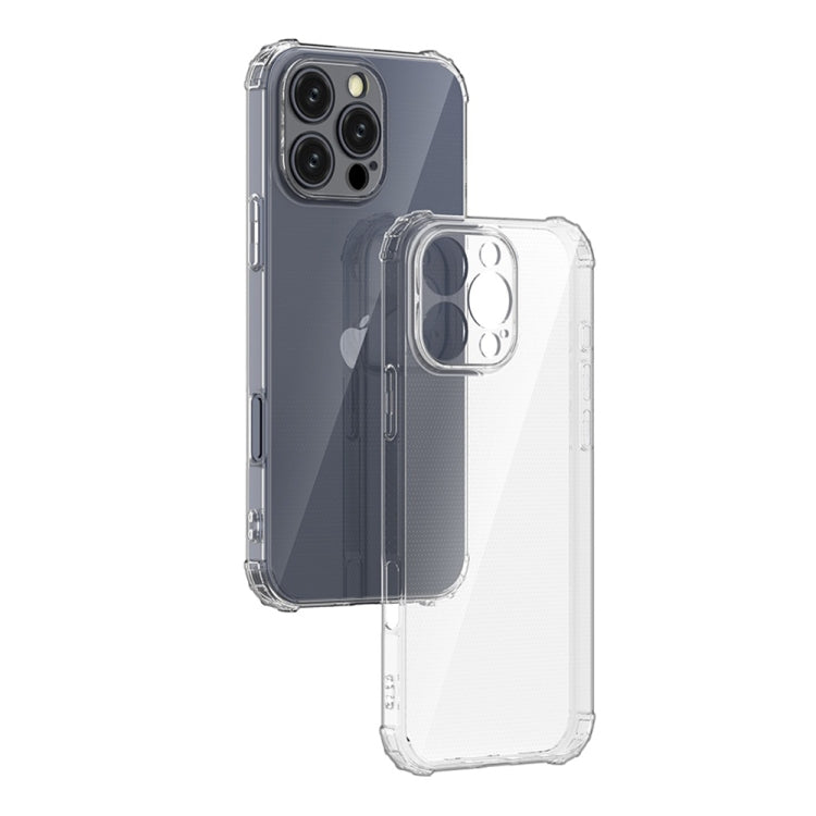 For iPhone 16 Pro Four-Corner Shockproof Clear TPU Phone Case - Transparent