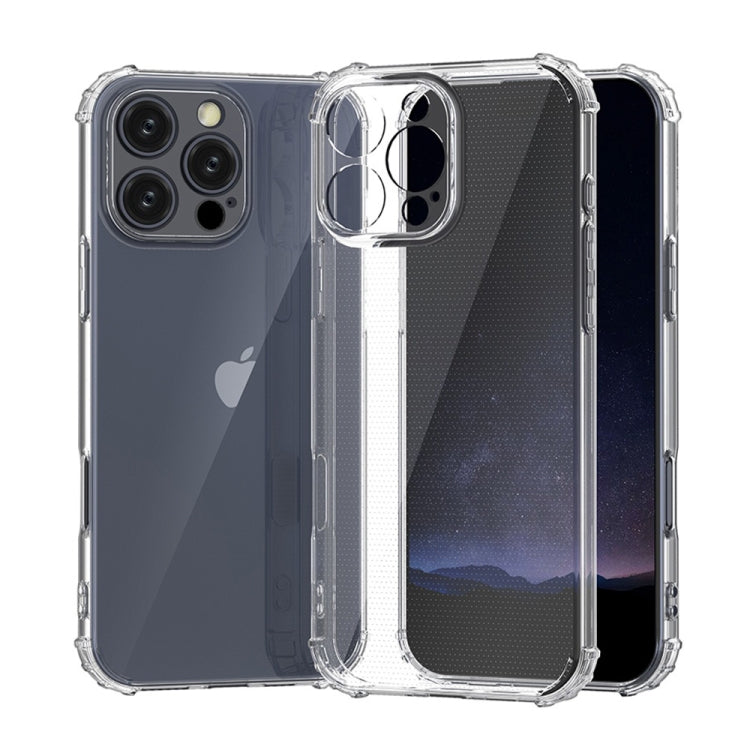 For iPhone 16 Pro Four-Corner Shockproof Clear TPU Phone Case - Transparent
