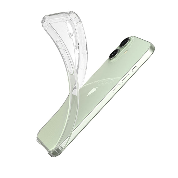 For iPhone 16 Four-Corner Shockproof Clear TPU Phone Case - Transparent