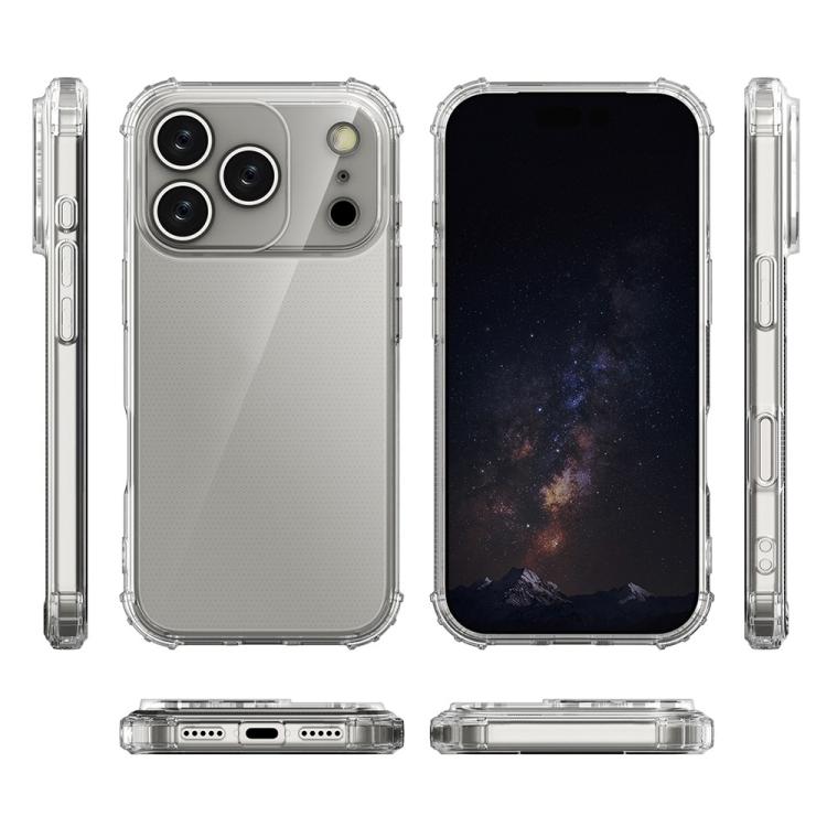 For iPhone 17 Pro Max Four-Corner Shockproof Clear TPU Phone Case - Transparent