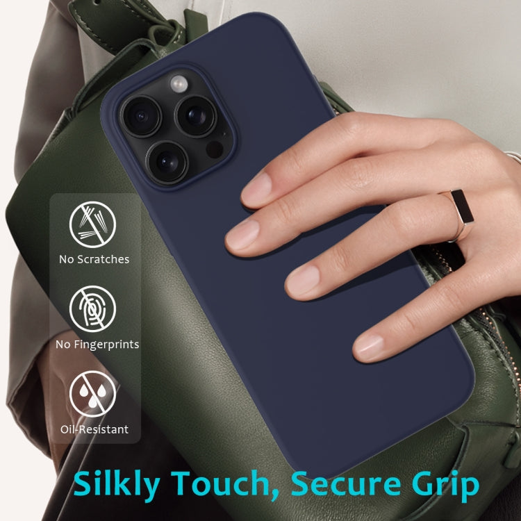 For iPhone 16 Pro Max Solid Color Silicone Phone Case