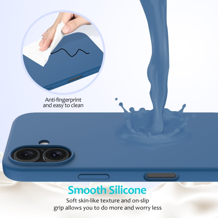 For iPhone 16 Plus Solid Color Silicone Phone Case