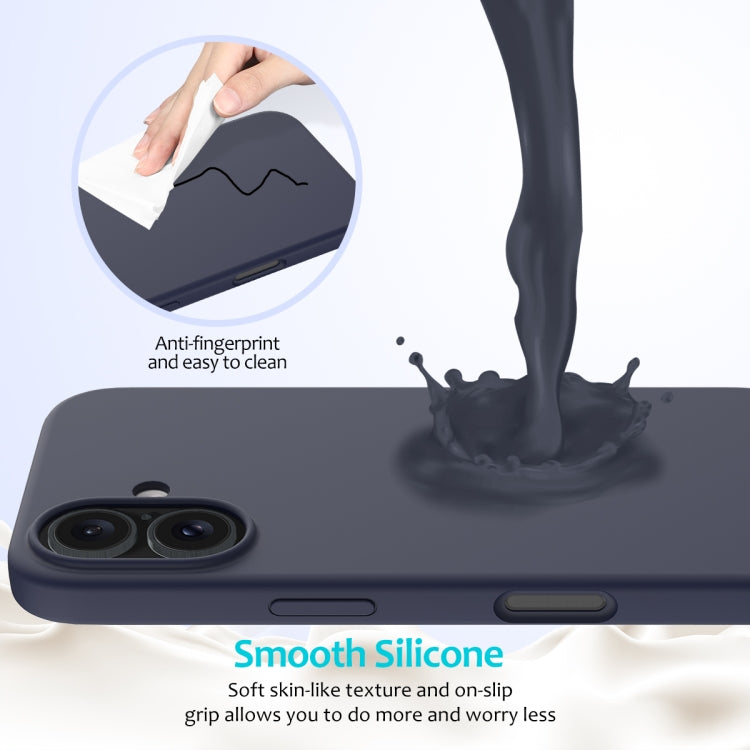 For iPhone 16 Plus Solid Color Silicone Phone Case