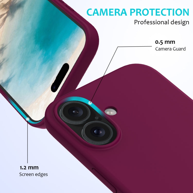 For iPhone 16 Plus Solid Color Silicone Phone Case