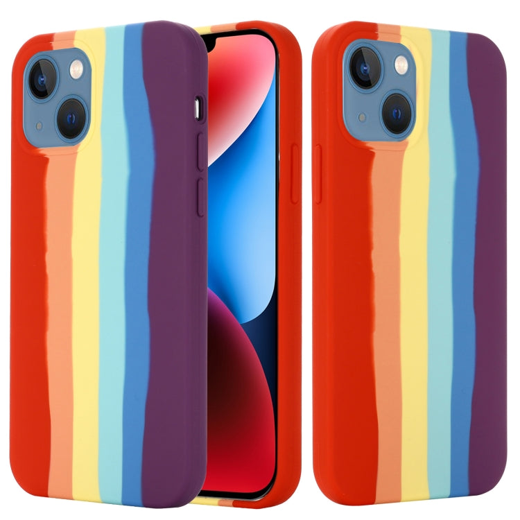 For iPhone 15 Rainbow Liquid Silicone Phone Case