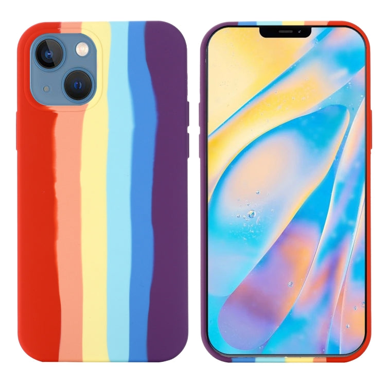 For iPhone 15 Rainbow Liquid Silicone Phone Case